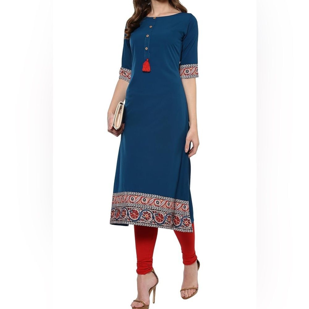 Women's Turquoise Kurti Top,Tunic length or midi dress  Casual wear L NWOT